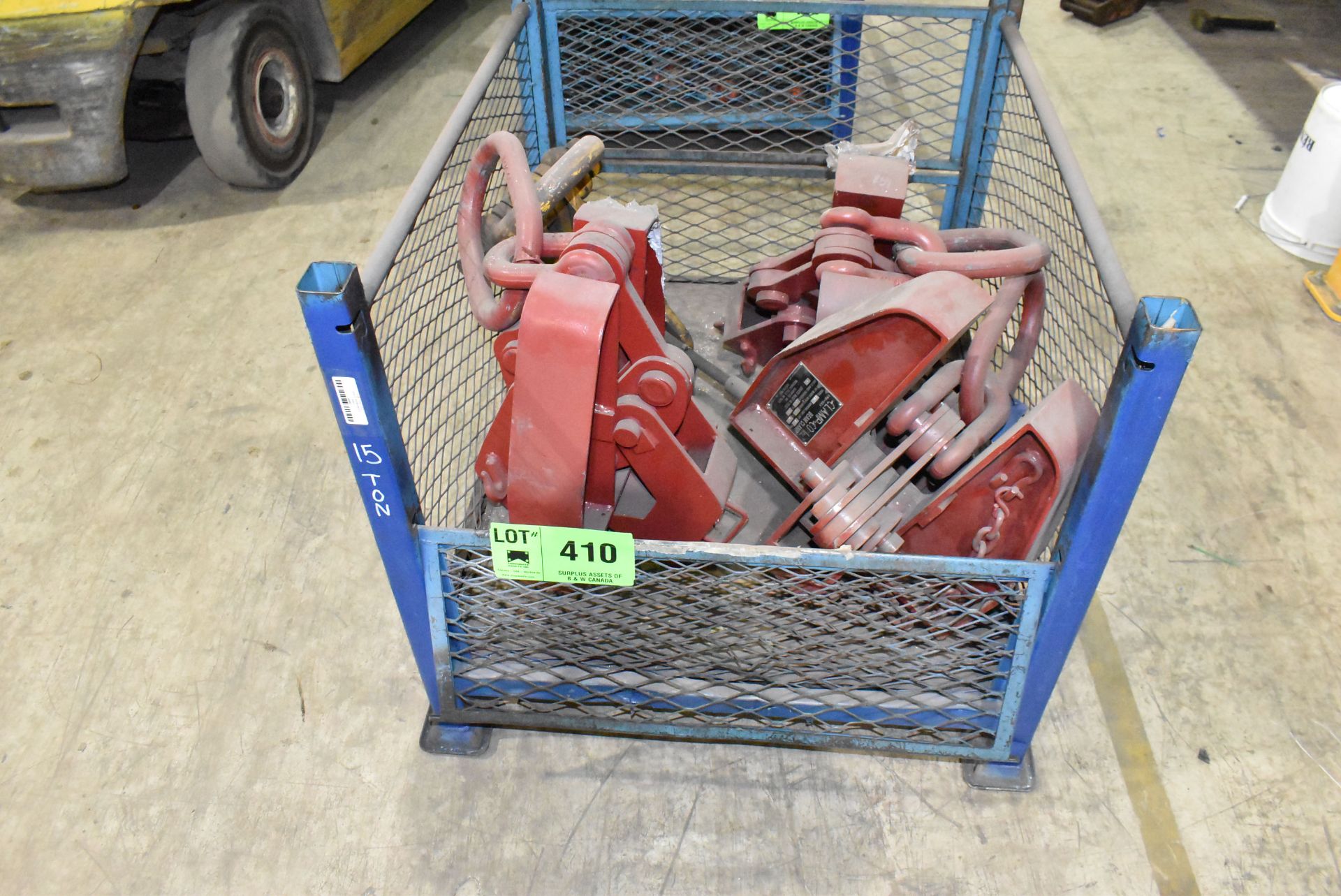 LOT/ CONTENTS OF BIN - (4) 15 TON CAPACITY BEAM CLAMPS