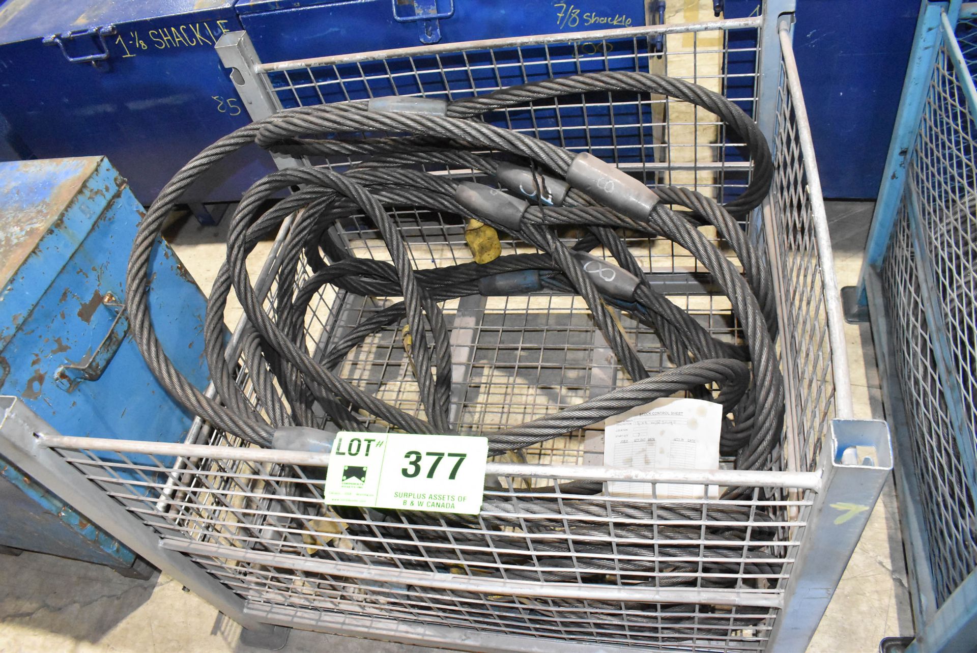 LOT/ CONTENTS OF BIN - WIRE ROPE SLINGS