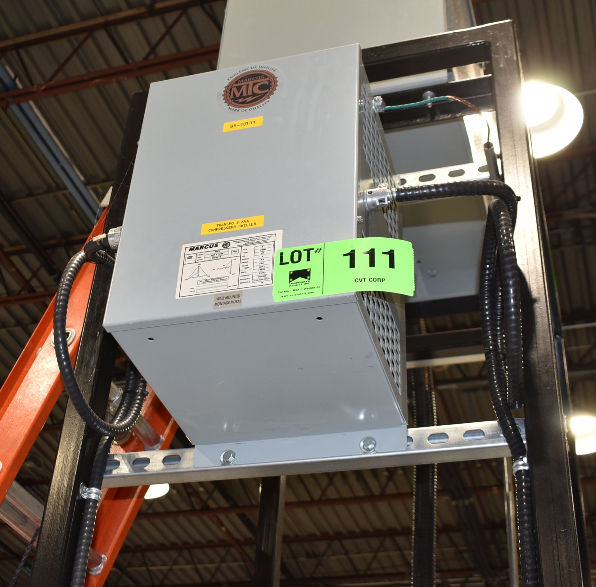 MARCUS 8KVA/400-460-266V/3PH/60HZ TRANSFORMER (CI) [RIGGING FEE FOR LOT #111 - $50 USD PLUS