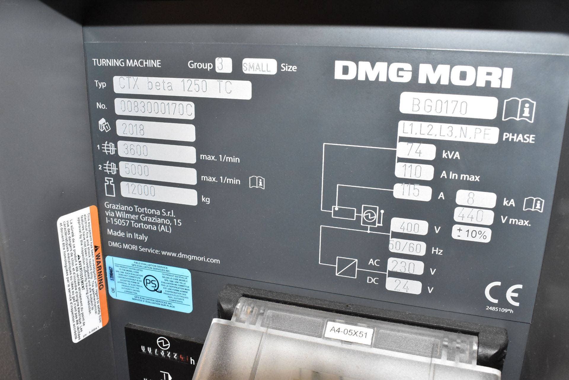 DMG MORI (2018) CTX BETA 1250 TC SERIE 2 CNC high precision universal integrated turn/mill center - Image 10 of 26