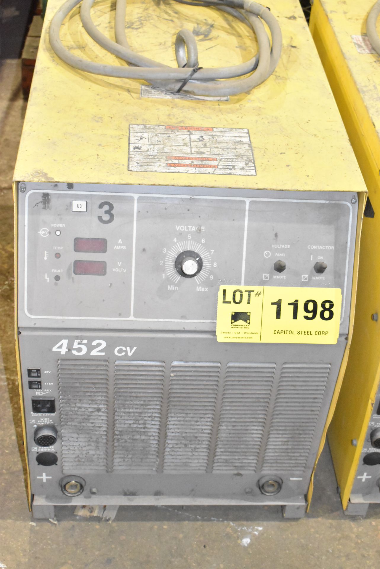 ESAB 452CV DIGITAL WELDING POWER SOURCE, S/N: N/A [RIGGING FEES FOR LOT #1198 - $30 USD PLUS - Image 2 of 5