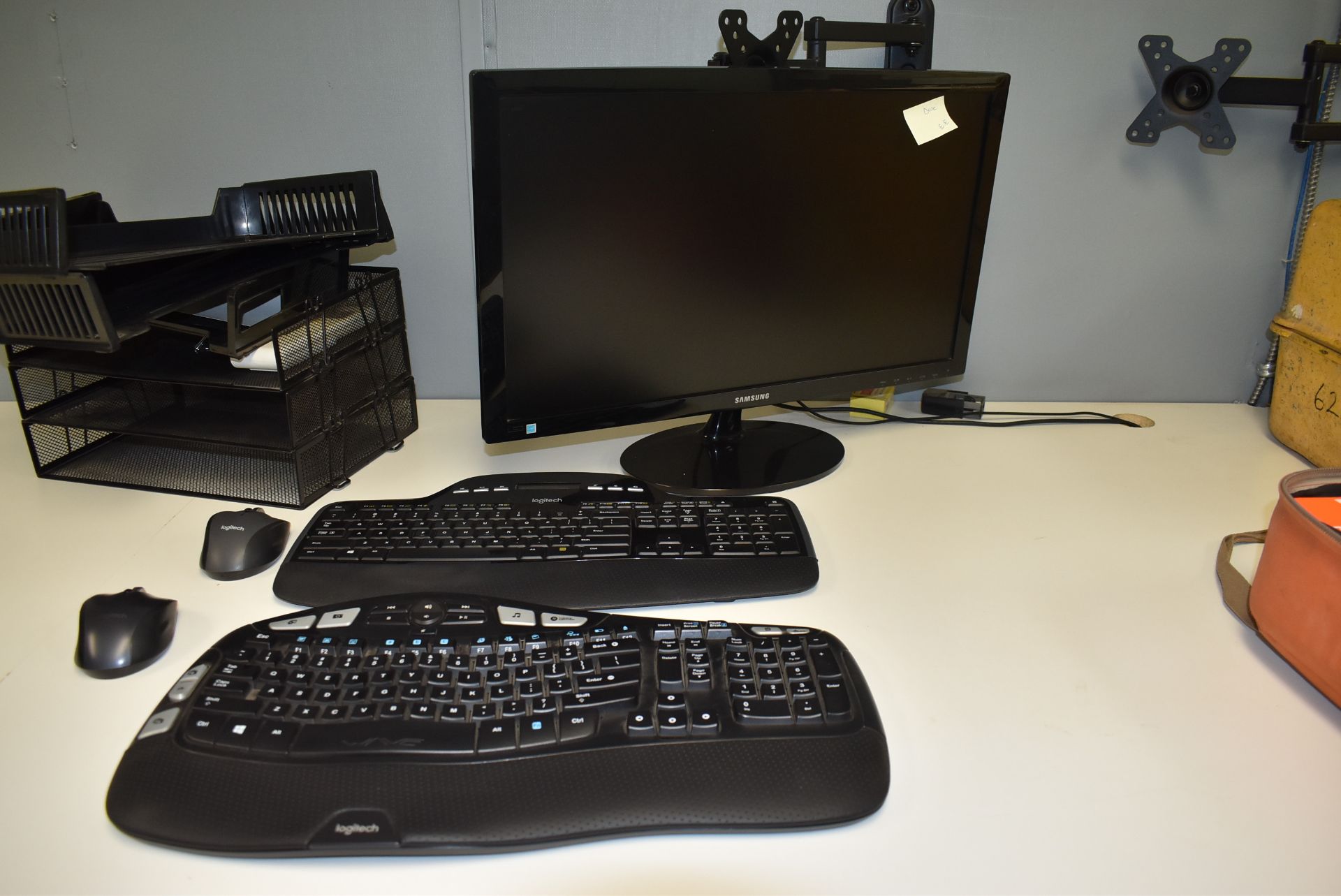 LOT/ FLATSCREEN COMPUTER MONITORS WITH MOUNTING BRACKETS, KEYBOARDS & MICE THROUGHOUT OFFICE (CPUs - Image 3 of 4