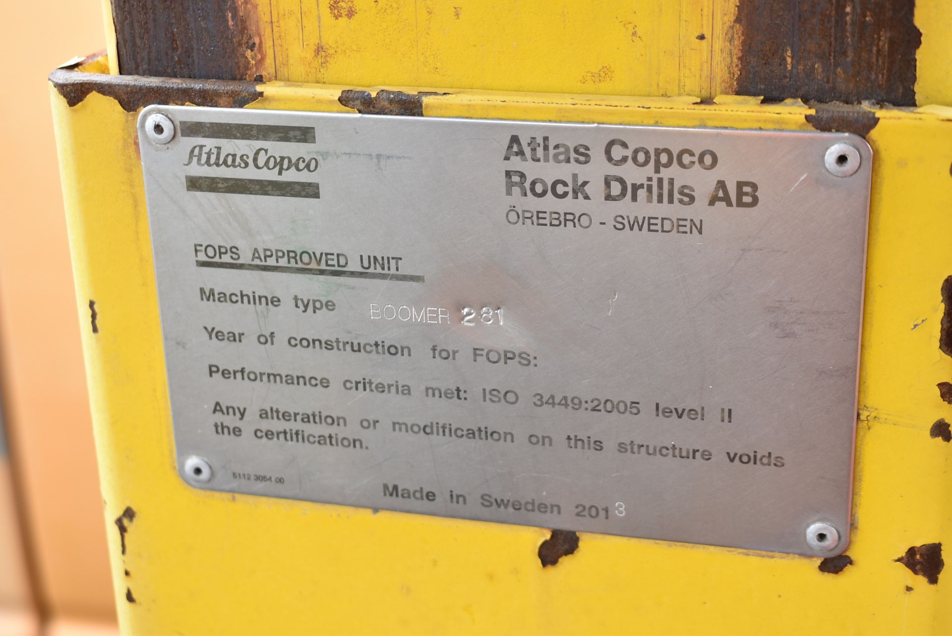 ATLAS COPCO 281 SINGLE BOOMER JUMBO ROCK DRILL WITH E5L912W DIESEL MOTOR, 1342 HOURS (RECORDED ON - Image 15 of 40