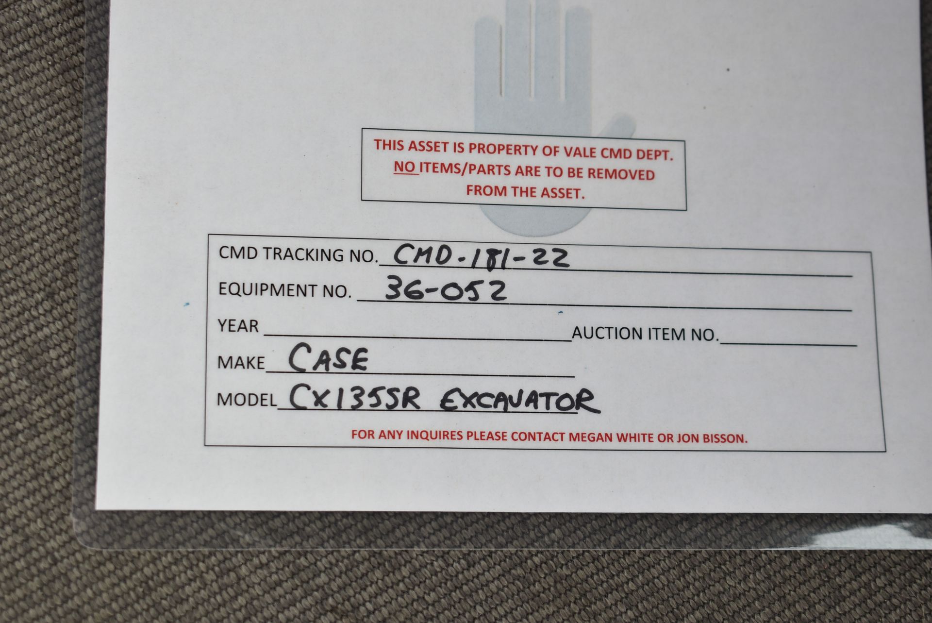 CASE CX135SR HYDRAULIC EXCAVATOR WITH HYDRAULIC GRAPPLE CLAW, 6560 HOURS (RECORDED ON METER AT - Image 12 of 14