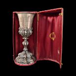 Commemorative silver goblet in original case to Colonel Fran?ois Perrier in 1869