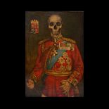 Rare painting, Memento Mori, Oil on canvas, Italy, 19th Century, Roman school of painting. Masons.