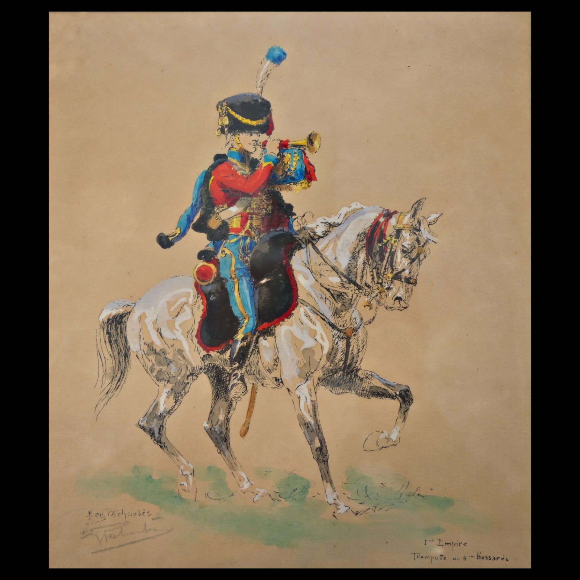A set of four paintings depicting French and Spanish cavalrymen. First quarter of the 20th century. - Image 15 of 21
