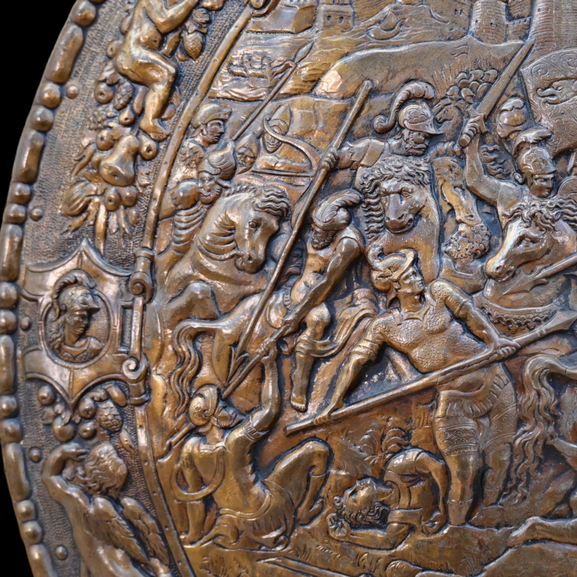 A Victorian Copper Copy of Philip II Spanish Shield, Roman conquest of Carthage. Renaissance style - Image 3 of 7