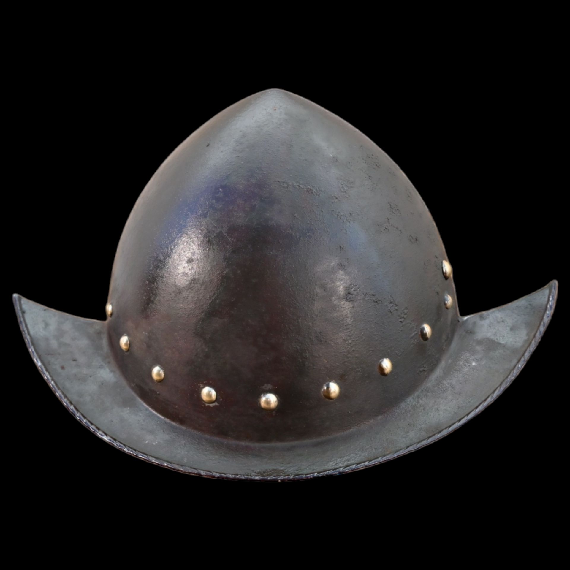 A Morion helmet in the style of the 16th century.