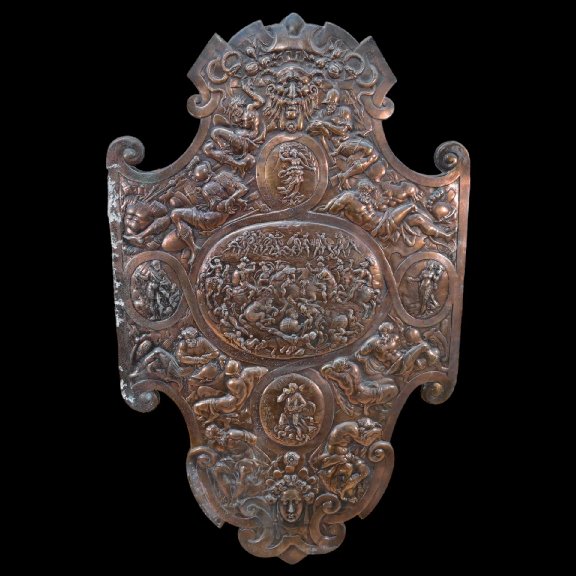 A Large Victorian Copper Shield in the Renaissance manner. English, late 19th century. - Image 2 of 9