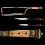 Rare set of surgical instruments in golden inlay,16th century. Probably Diego de Caias