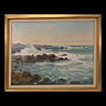 PEDER JACOB MARIUS KNUDSEN (Danish, 1868-1944). The Surf. Oil on canvas.