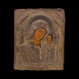 ANTIQUE RUSSIAN ORTHODOX ICON MOTHER OF GOD KAZAN, 19th CENTURY.