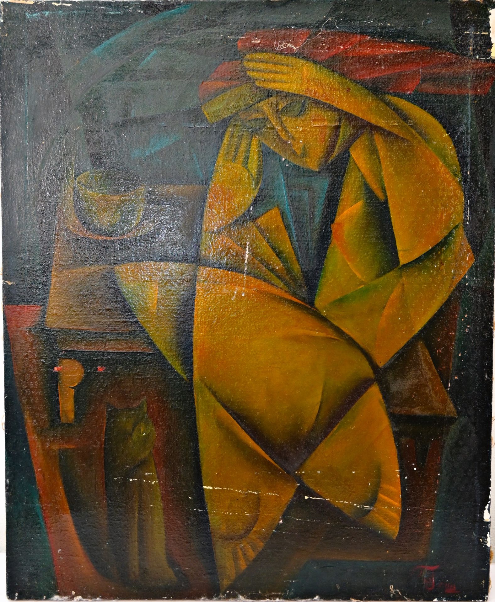 Gantsovskaia Lioudmila "Femme brosant ses cheveus" 1992, Cubism. Contemporary French Painting - Image 2 of 10