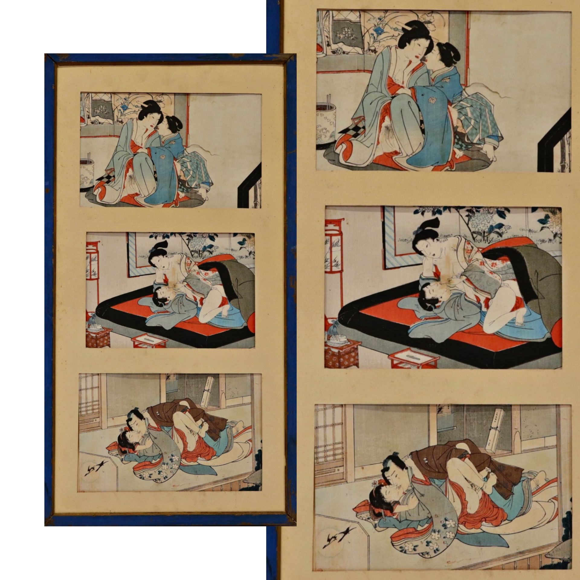 Three Antique Original Japanese Erotic Prints, 19th _. Japanese art, Collectible art for home decor.