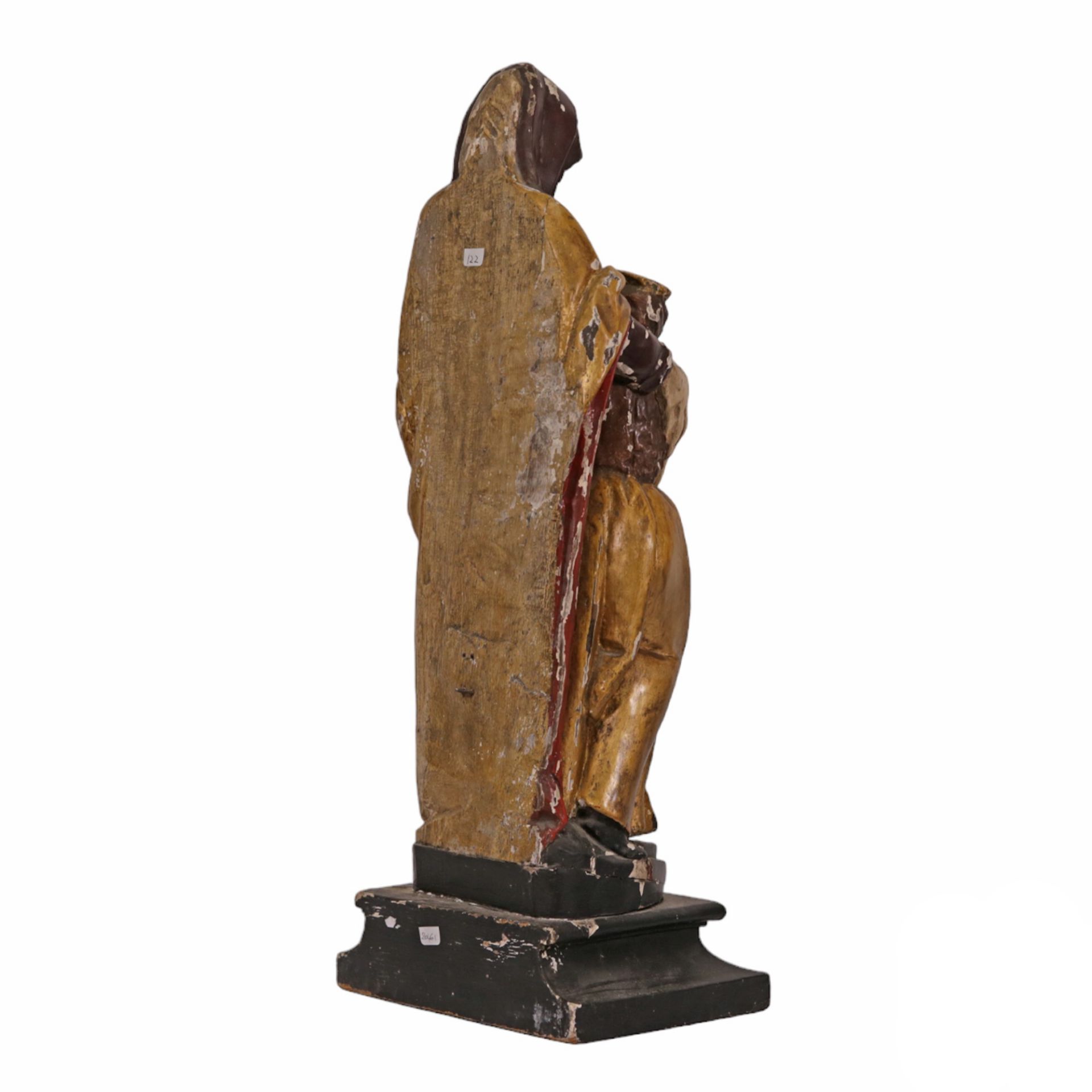 RARE, ANTIQUE, POLYCHROME WOODEN SCULPTURE "SAINT ANNE TRINITI", ON THE BASIS. FRANCE 19th CENTURY. - Image 8 of 13