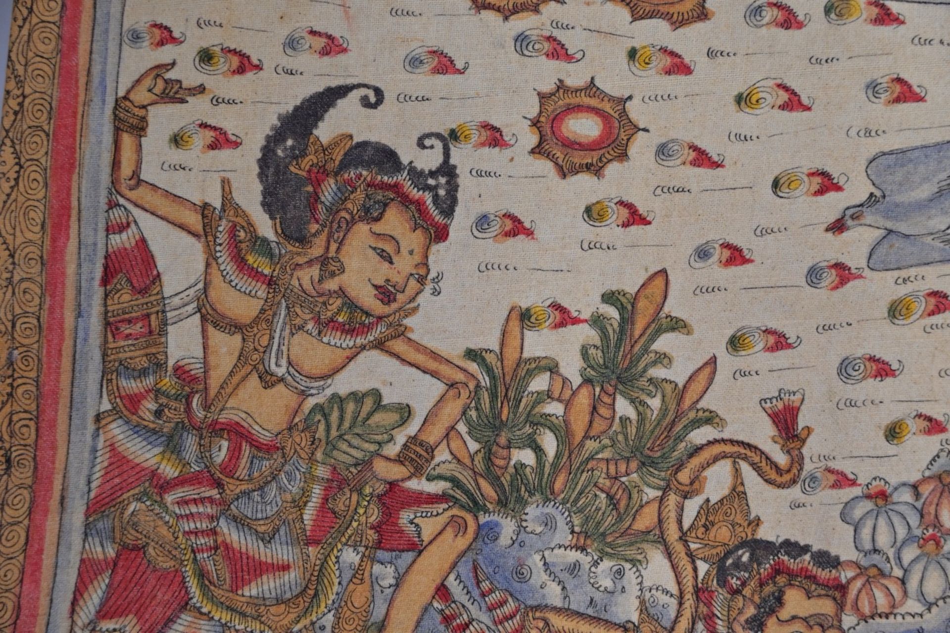 Four (4) traditional Buddhist, Indonesia, painting on fabric bound together, 20th century. - Bild 6 aus 6