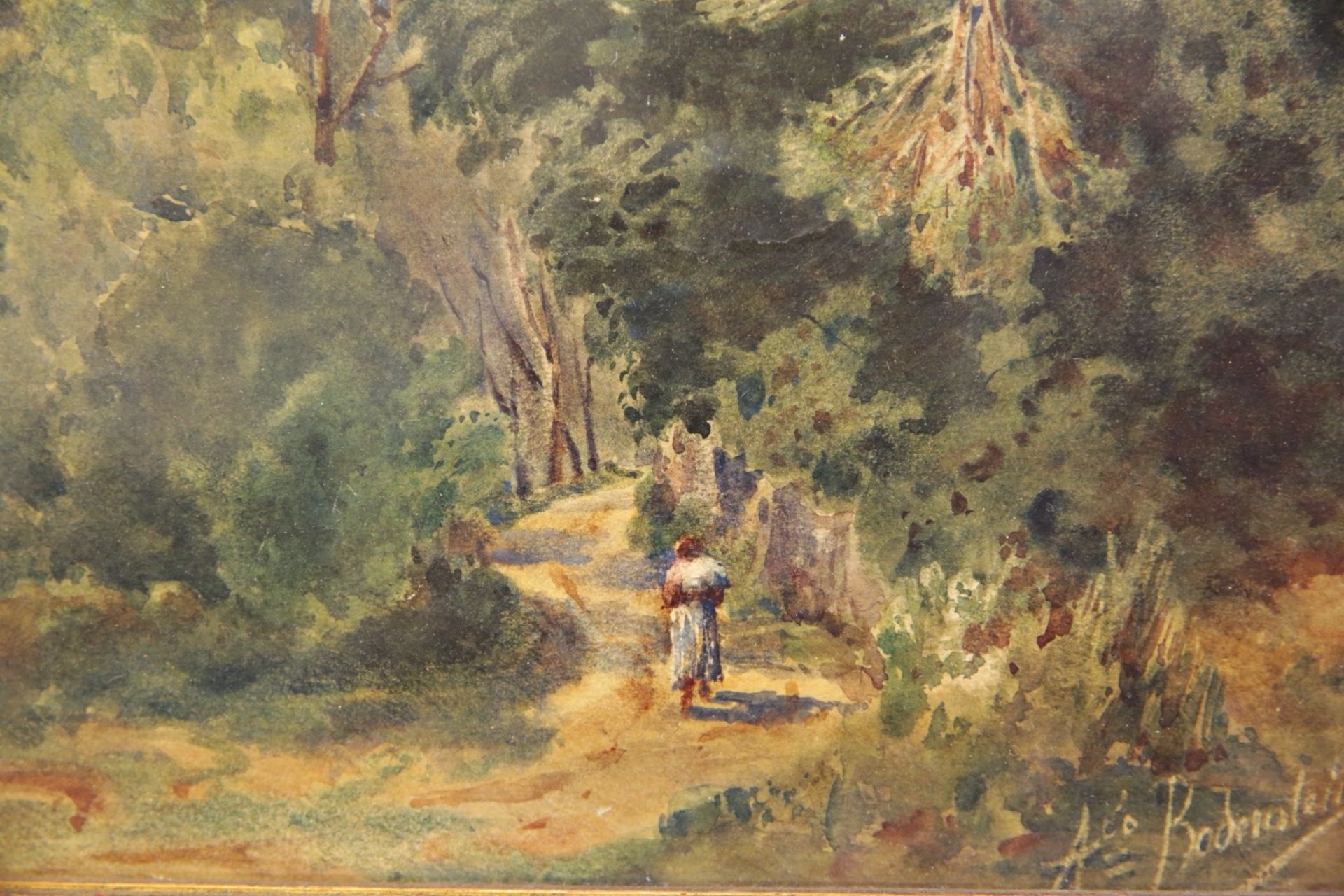 "Southern Landscape", signature not legible, watercolor on paper, French painting, 20th century. - Image 4 of 5