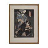 Kunisada Toyokuni (1786-1865), "Two Samurai" 1851, print. Japanese art of the 19th century.