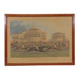 Handcolored lithograph, horse racing, painting by John Frederick Herring I (1795-1865).