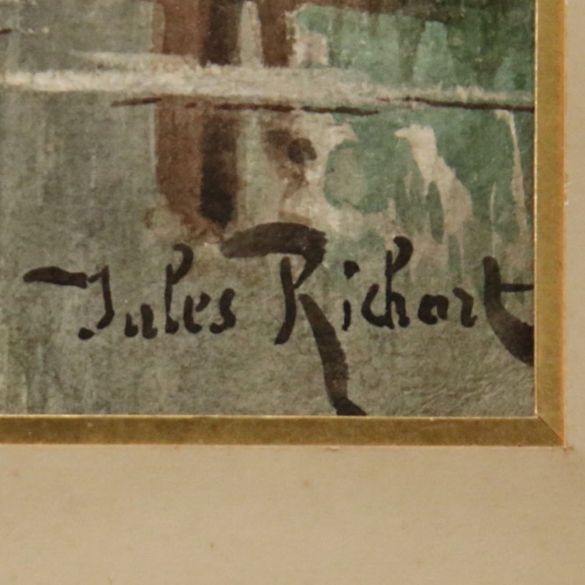 Jules RICHARD (XIX-XX) "A duck pontoon", watercolor on paper, French painting of the 19th-20th centu - Image 6 of 6