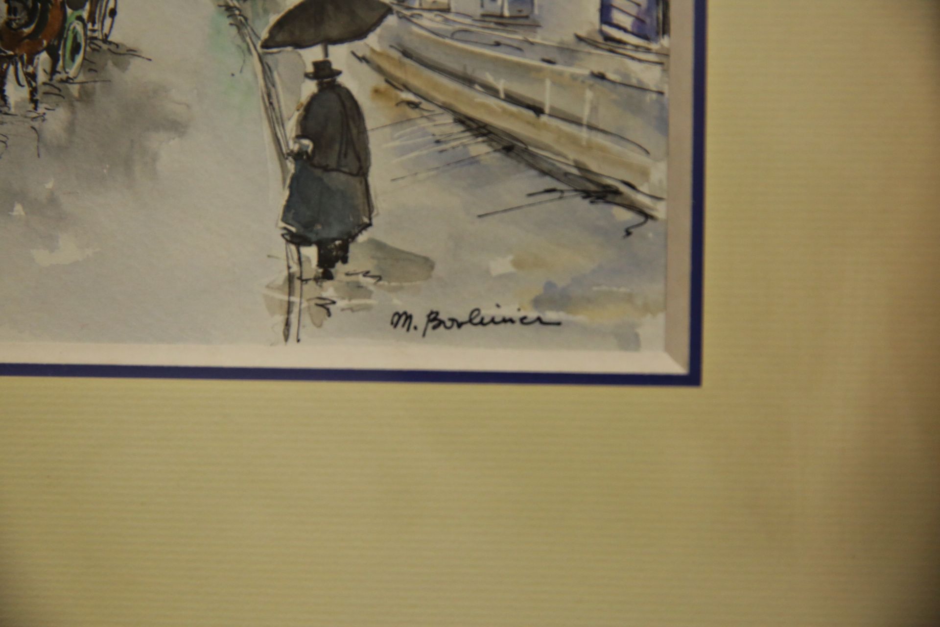 "The Seine and Notre Dame" watercolor on paper, signed M Boupunier, French painting of the 20th _. - Image 6 of 6