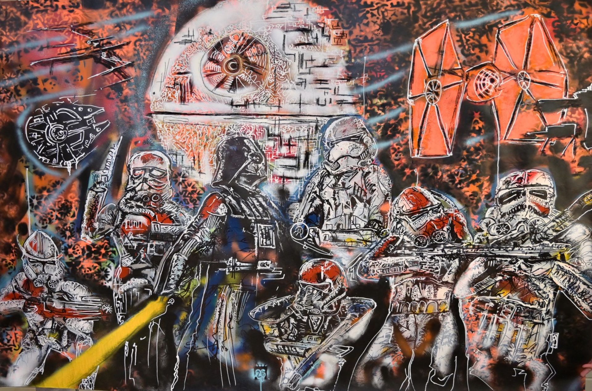 Original painting Star Wars I. Acrylic on paper. Big size. Signature of the author - 26. 1999 - Bild 3 aus 6