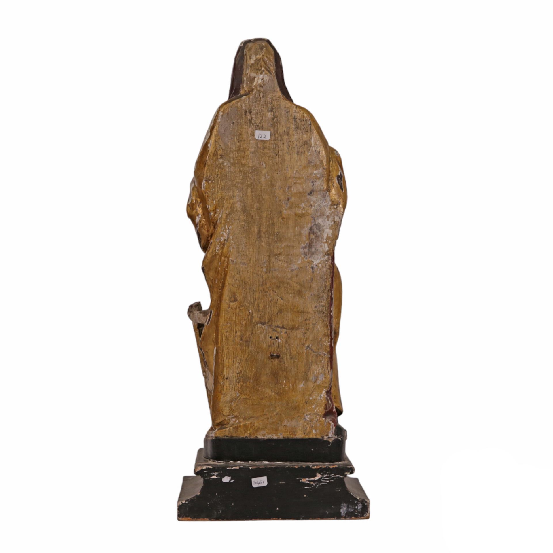 RARE, ANTIQUE, POLYCHROME WOODEN SCULPTURE "SAINT ANNE TRINITI", ON THE BASIS. FRANCE 19th CENTURY. - Image 7 of 13