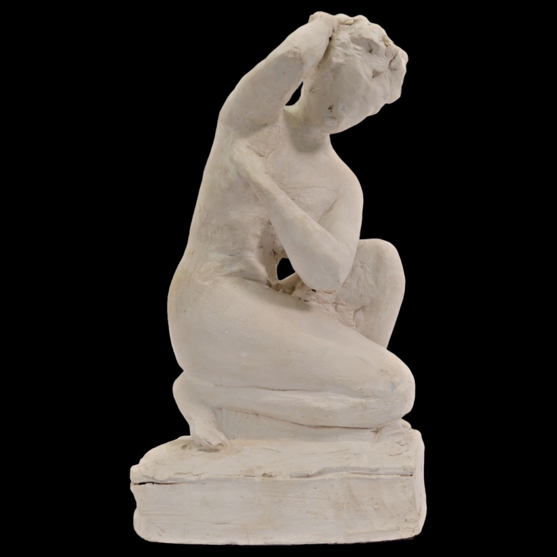 Terracotta sculpture "Young Woman", unsigned, France, 19th century. Collectibles and home decor. - Image 6 of 8