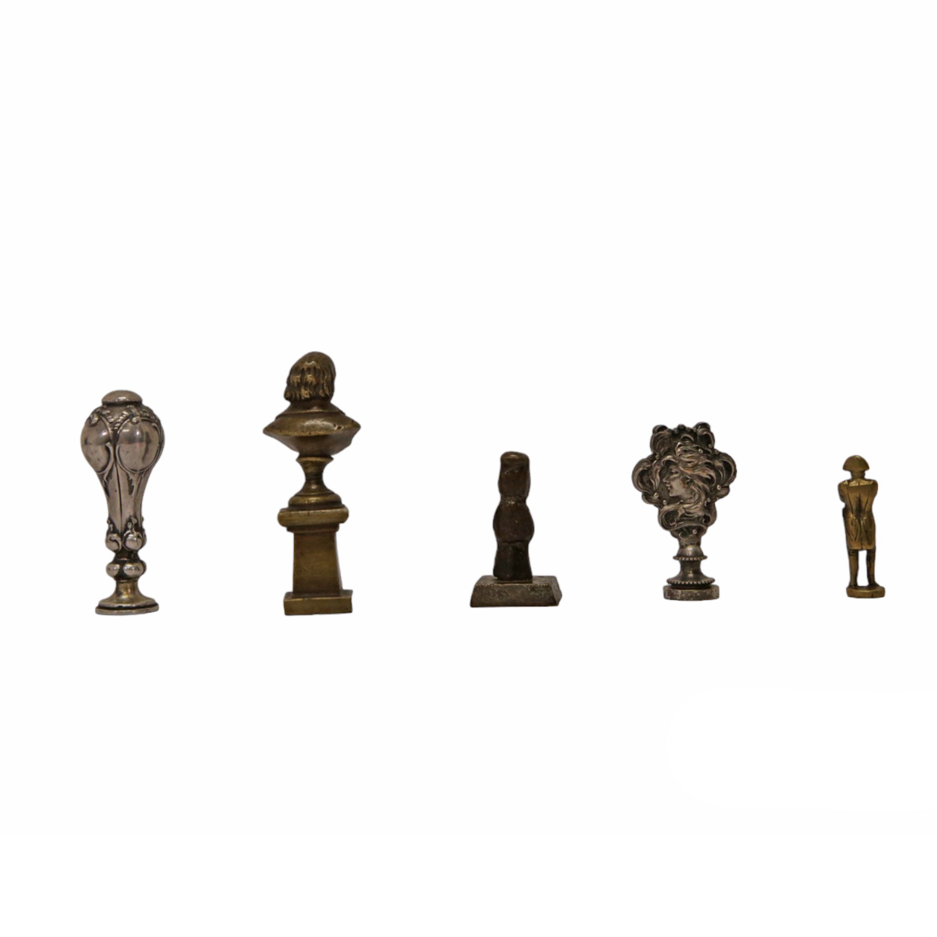 Lot of five bronze and silver-plated figurines of the 19th-20th century, Napoleon figure and others. - Image 3 of 5