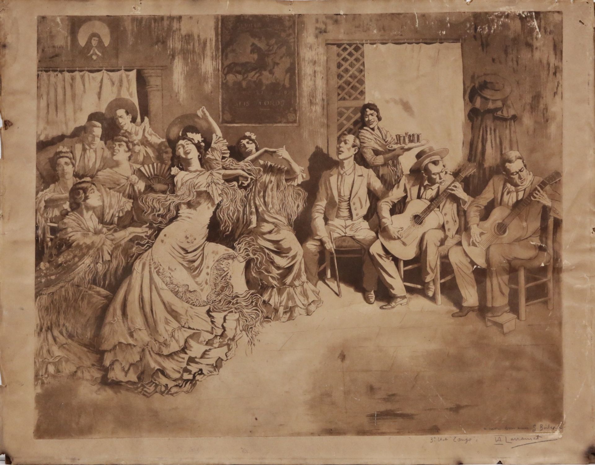 Hilaire Z. LARRAMET (French, 19th-20th century) "Tango" 1908, lithograph. - Bild 2 aus 5