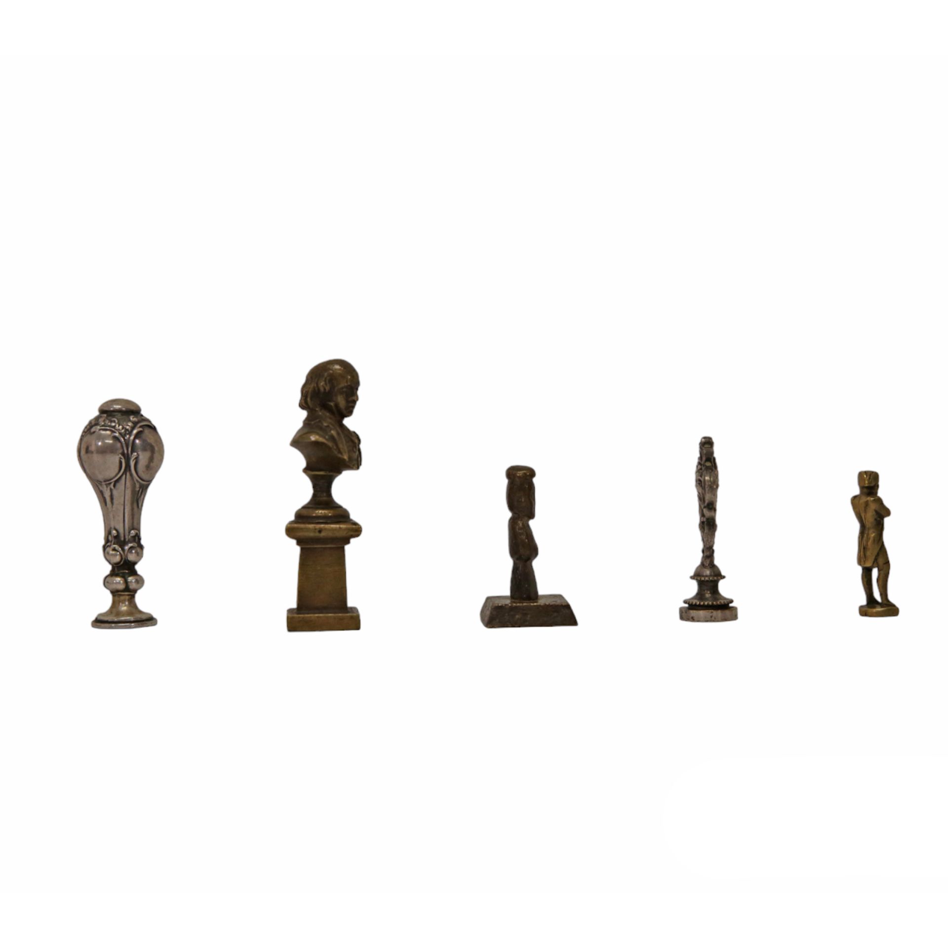 Lot of five bronze and silver-plated figurines of the 19th-20th century, Napoleon figure and others. - Image 4 of 5