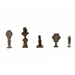 Lot of five bronze and silver-plated figurines of the 19th-20th century, Napoleon figure and others.