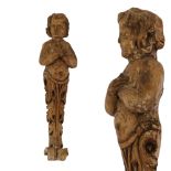 Rare wooden sculpture representing a putto, France, 18th century.