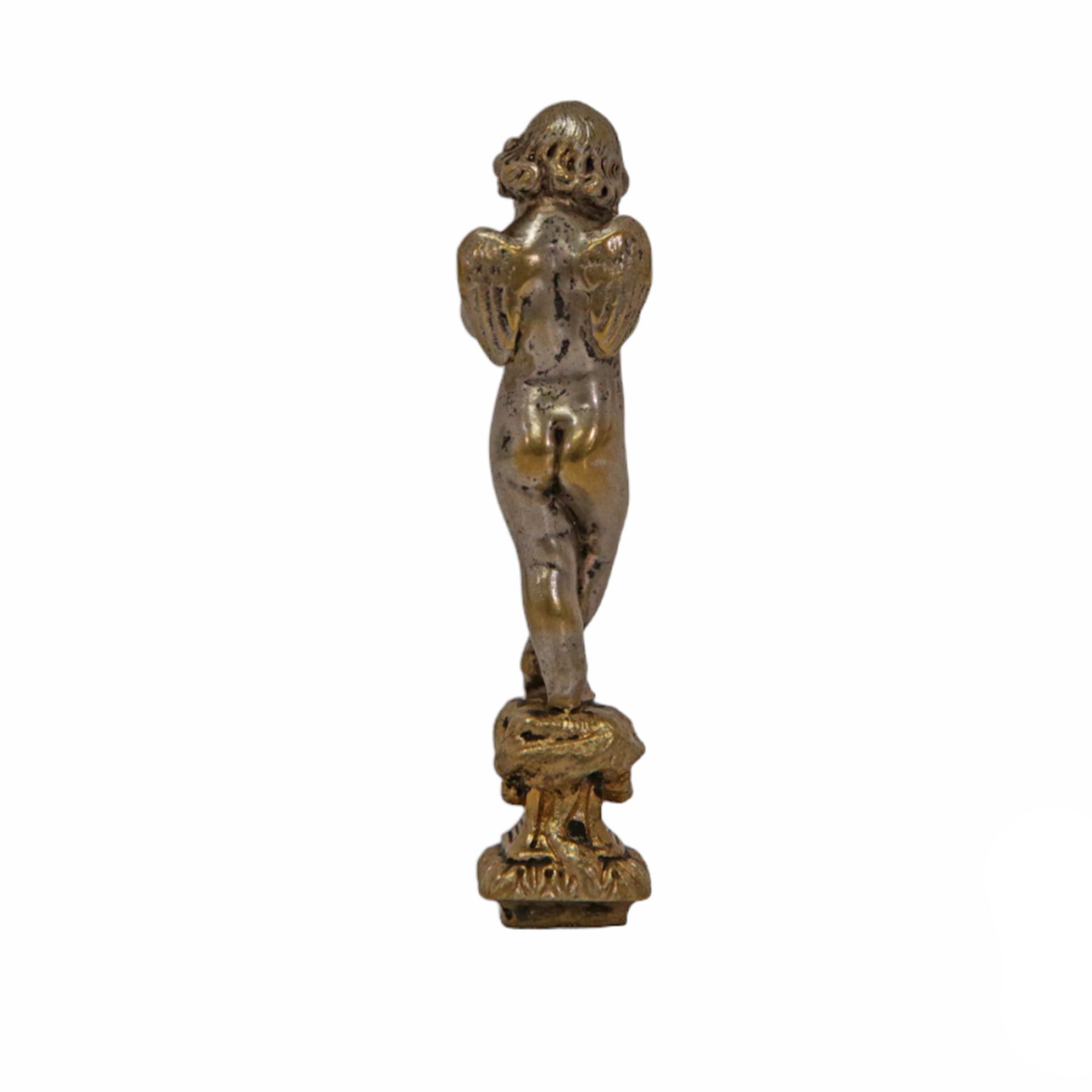 Bronze seal monogrammed in the form of Cupid with silver plating and gilding, France, 19th century. - Image 4 of 5