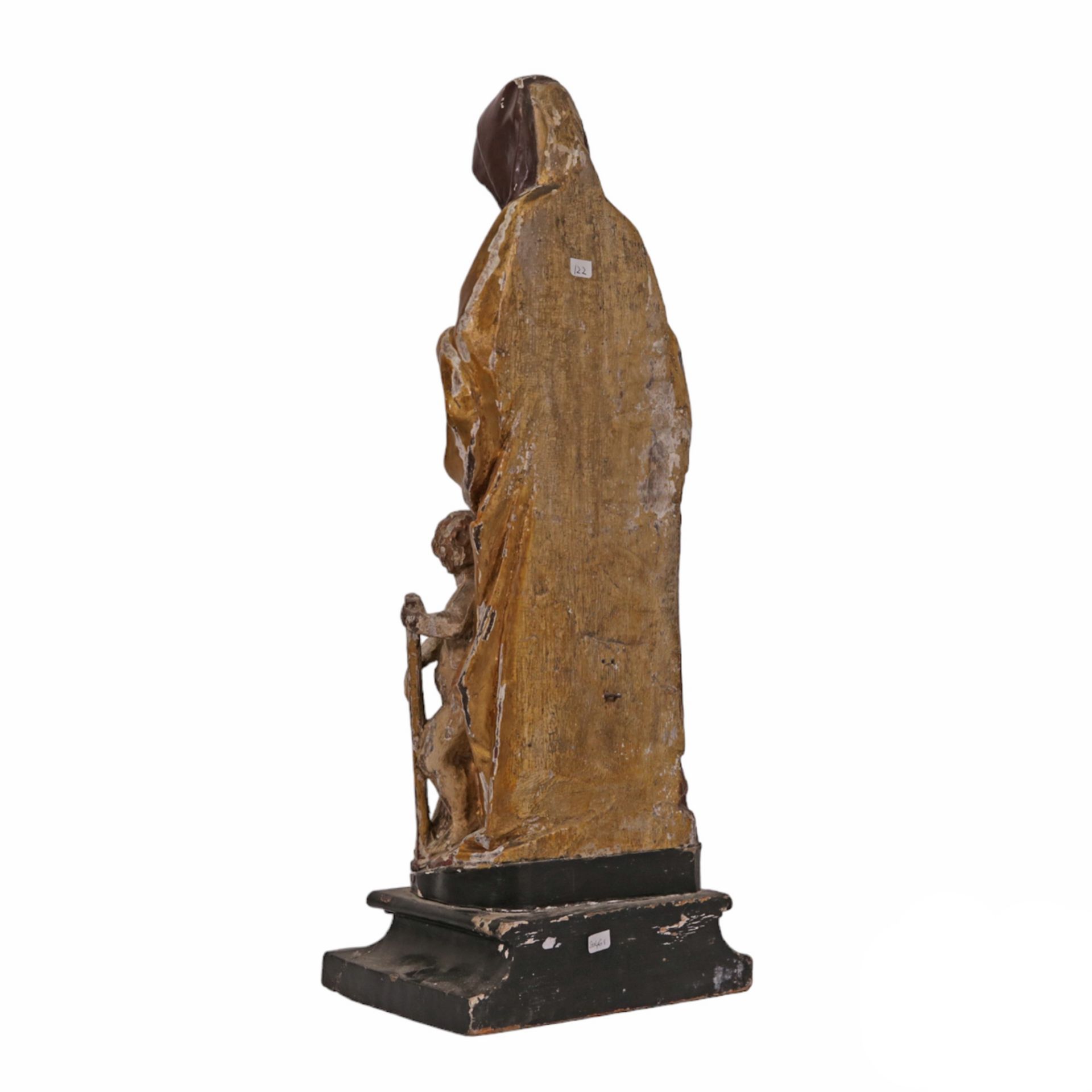 RARE, ANTIQUE, POLYCHROME WOODEN SCULPTURE "SAINT ANNE TRINITI", ON THE BASIS. FRANCE 19th CENTURY. - Image 6 of 13