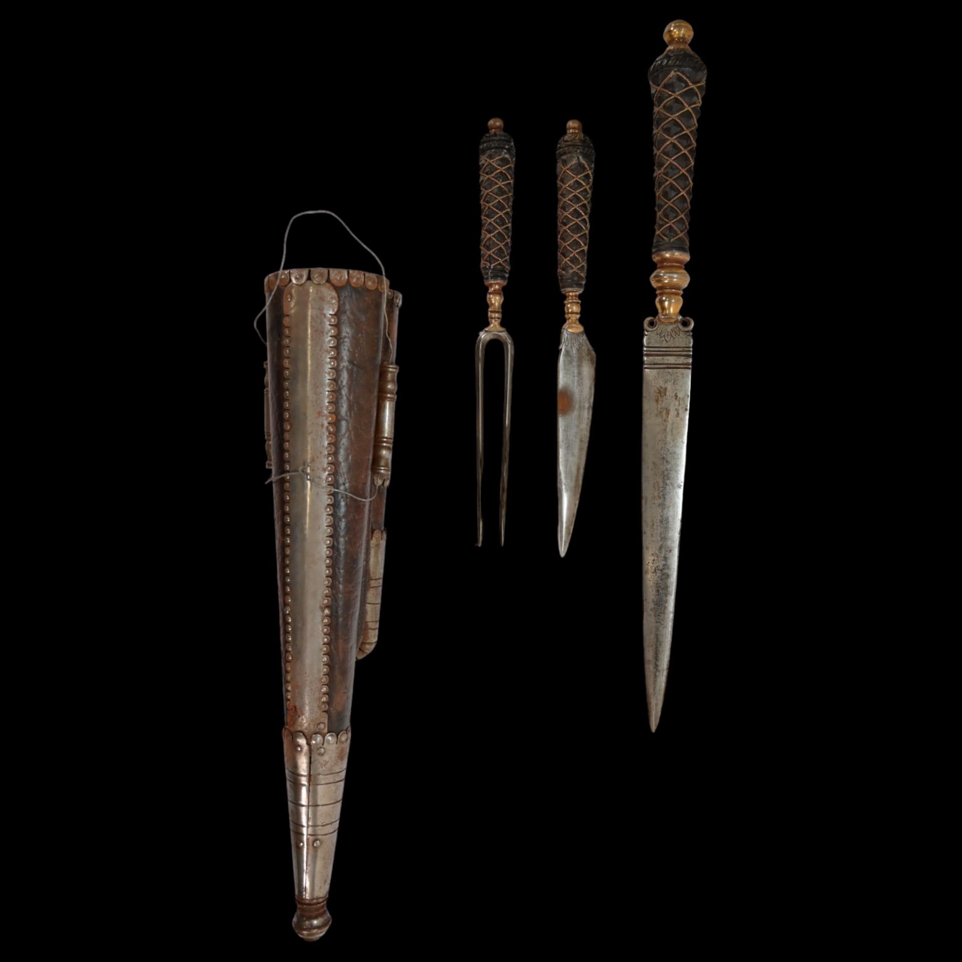 Set of French hunting cutlery from the 18th century. - Image 11 of 16