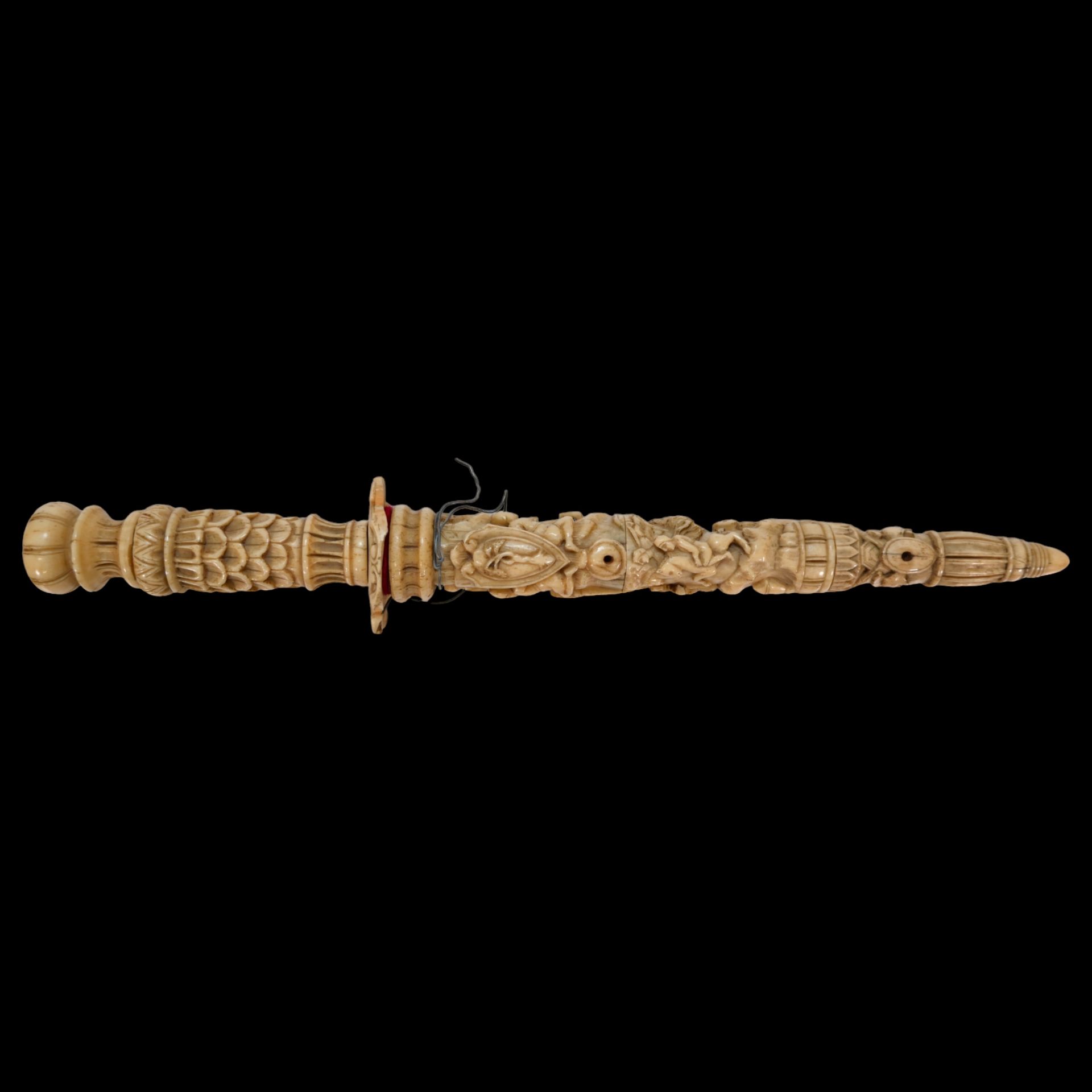 A Rare French nobleman's dagger, hilt and scabbard carved from bone, 19th century. - Image 2 of 18