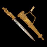 A Very high quality Renaissance Style Brass with gilt Dagger, 19th century.