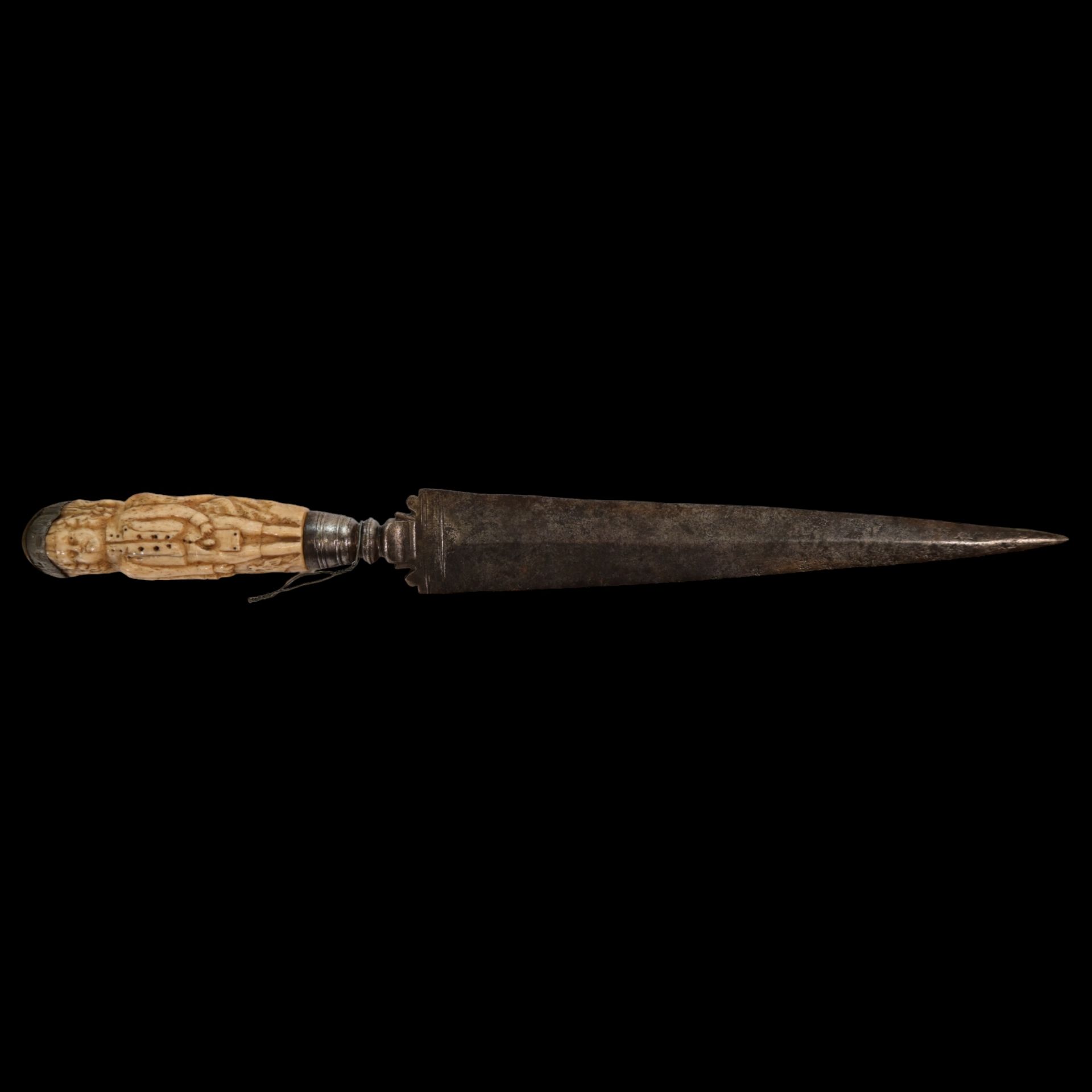 An Italian hunting dagger, 18th century, carved bone handle. - Image 2 of 11