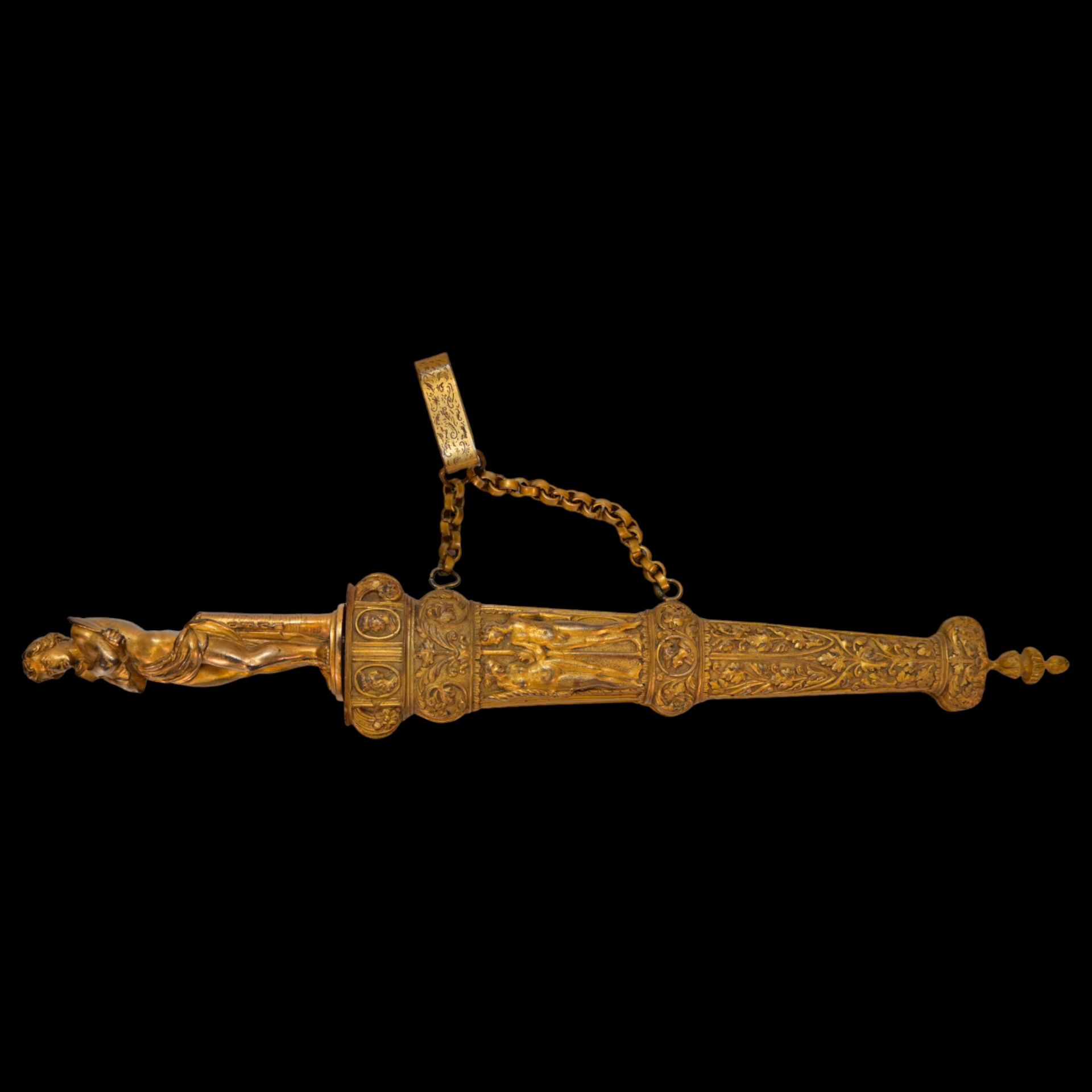 A Very high quality Renaissance Style Brass with gilt Dagger, 19th century. - Image 2 of 13
