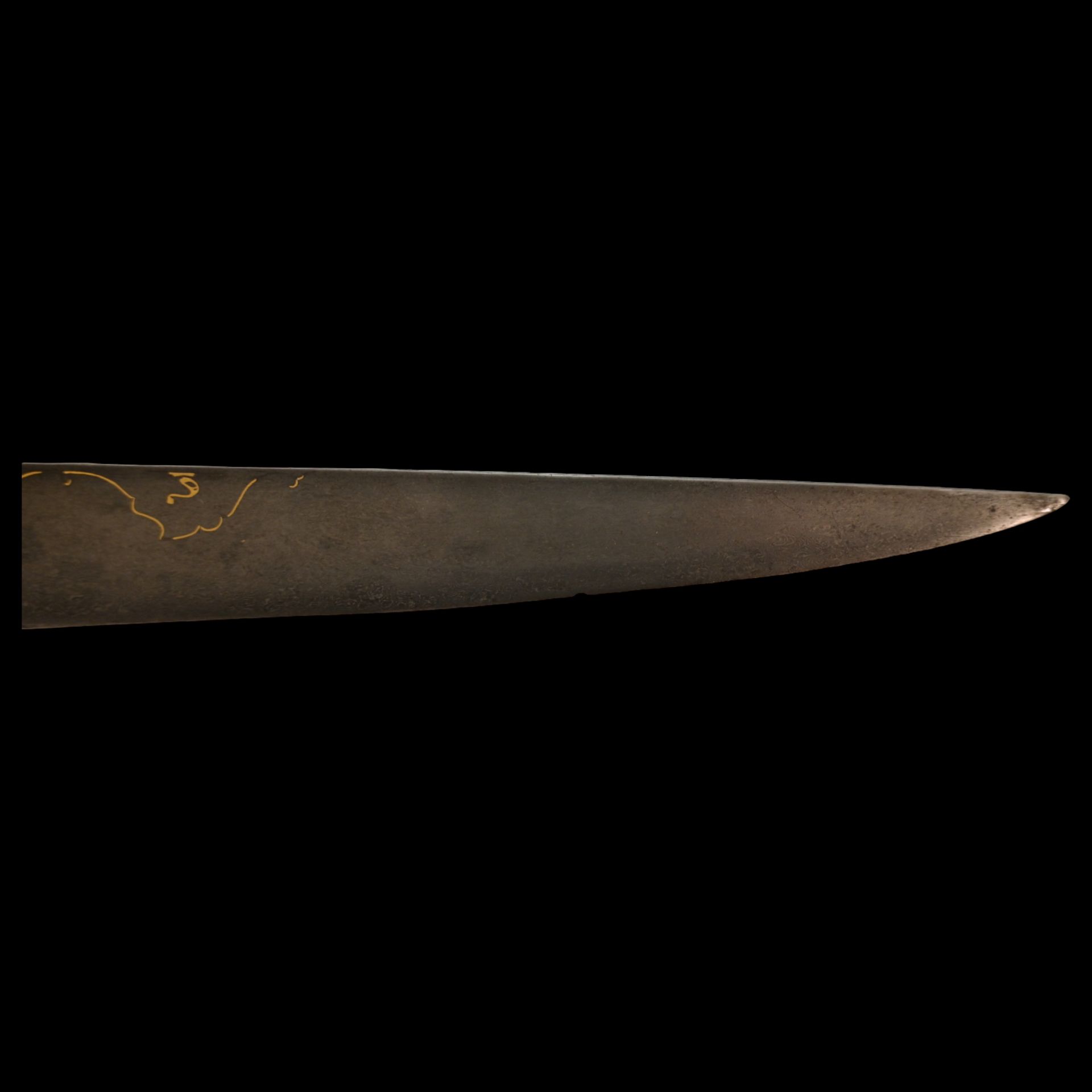A PERSIAN ZAND DYNASTY KARD DAGGER WITH WOOTZ BLADE AND GOLD INLAY. - Image 26 of 27