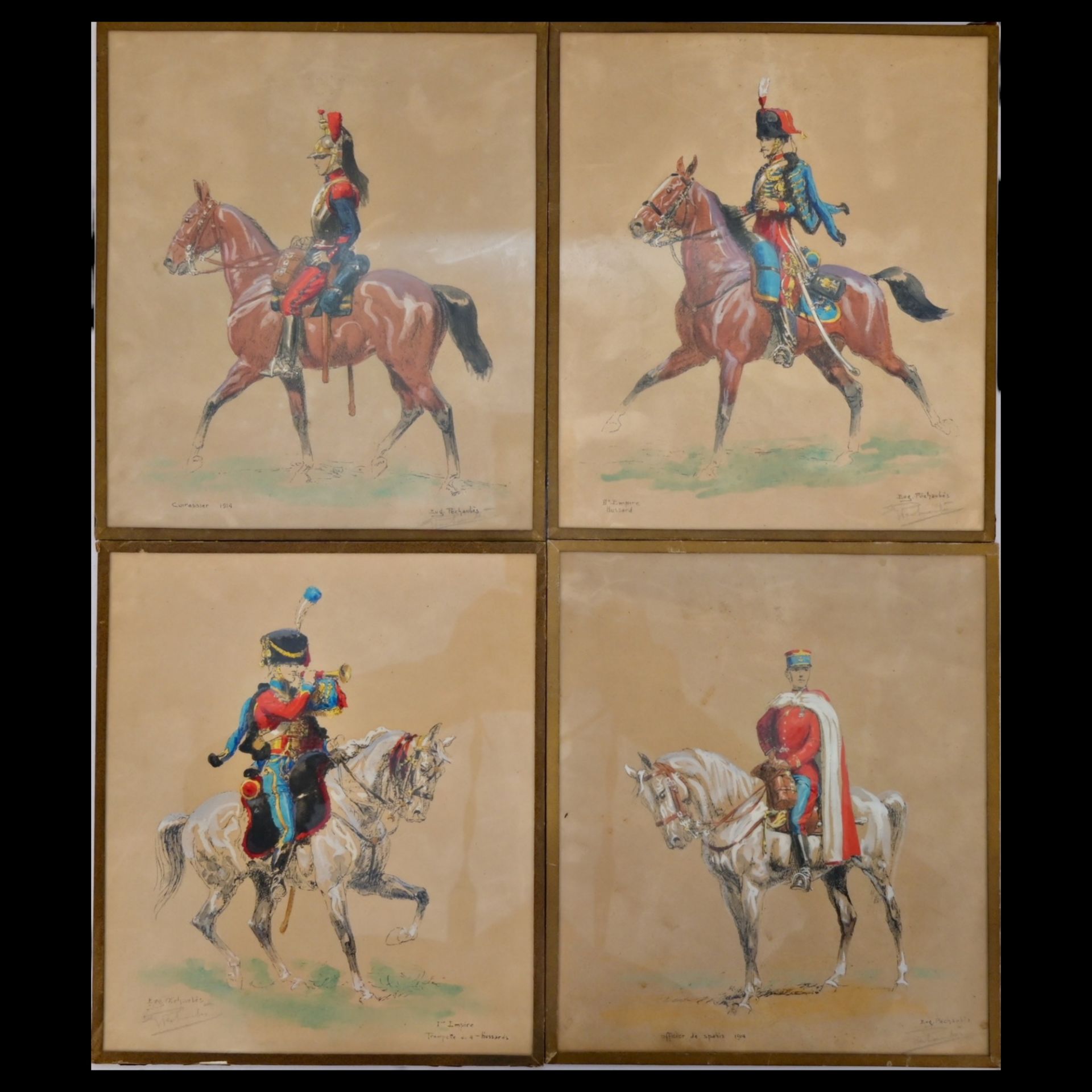 A set of four paintings depicting French and Spanish cavalrymen. First quarter of the 20th century. - Image 2 of 21