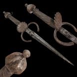 A LARGE ITALIAN LEFT HAND DAGGER, 17TH CENTURY.