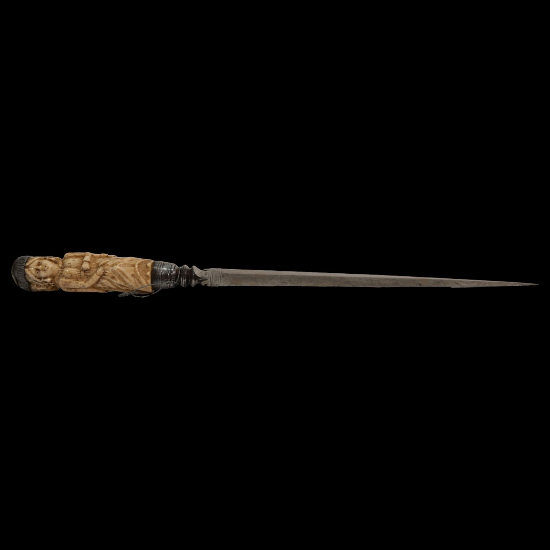 An Italian hunting dagger, 18th century, carved bone handle. - Image 4 of 11