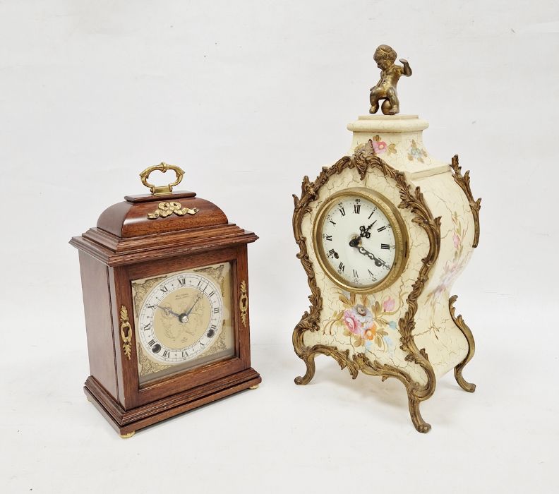 Mid-century mahogany-cased mantel clock by Elliot Clock Company, the circular dial with Roman - Image 22 of 42