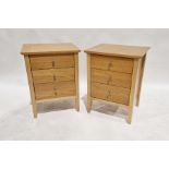 Pair of modern bedside three drawer chests, 49cm (2)