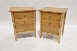 Pair of modern bedside three drawer chests, 49cm (2)