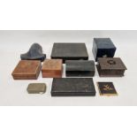 Quantity of assorted jewellery and wooden boxes to include a cruet set box by Goldsmiths &