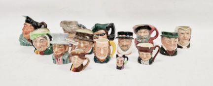 Quantity of miniature toby jugs and character jugs to include Royal Doulton "Sairey Gamp", Falstaff,